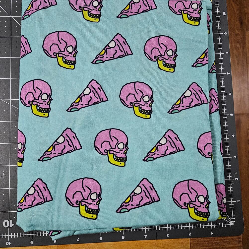 Skulls Pizza Halloween Pastel Cotton Woven Fabric 1 Yard Sewing Craft DIY Goth